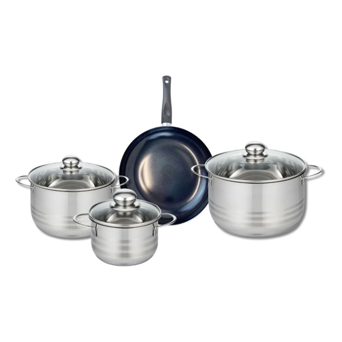 Ensemble de 1 Poêle de cuisson 24 cm et 3 faitouts 16, 20 et 24 cm Elo Prima Brillant