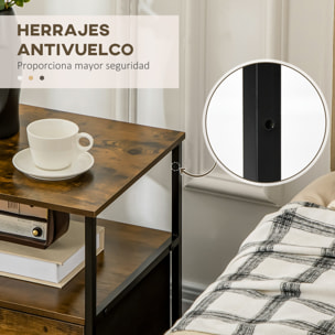 Mesita de Noche con 1 Cajón de Tela Plegable y Estante Abierto 45x40x50,5 cm