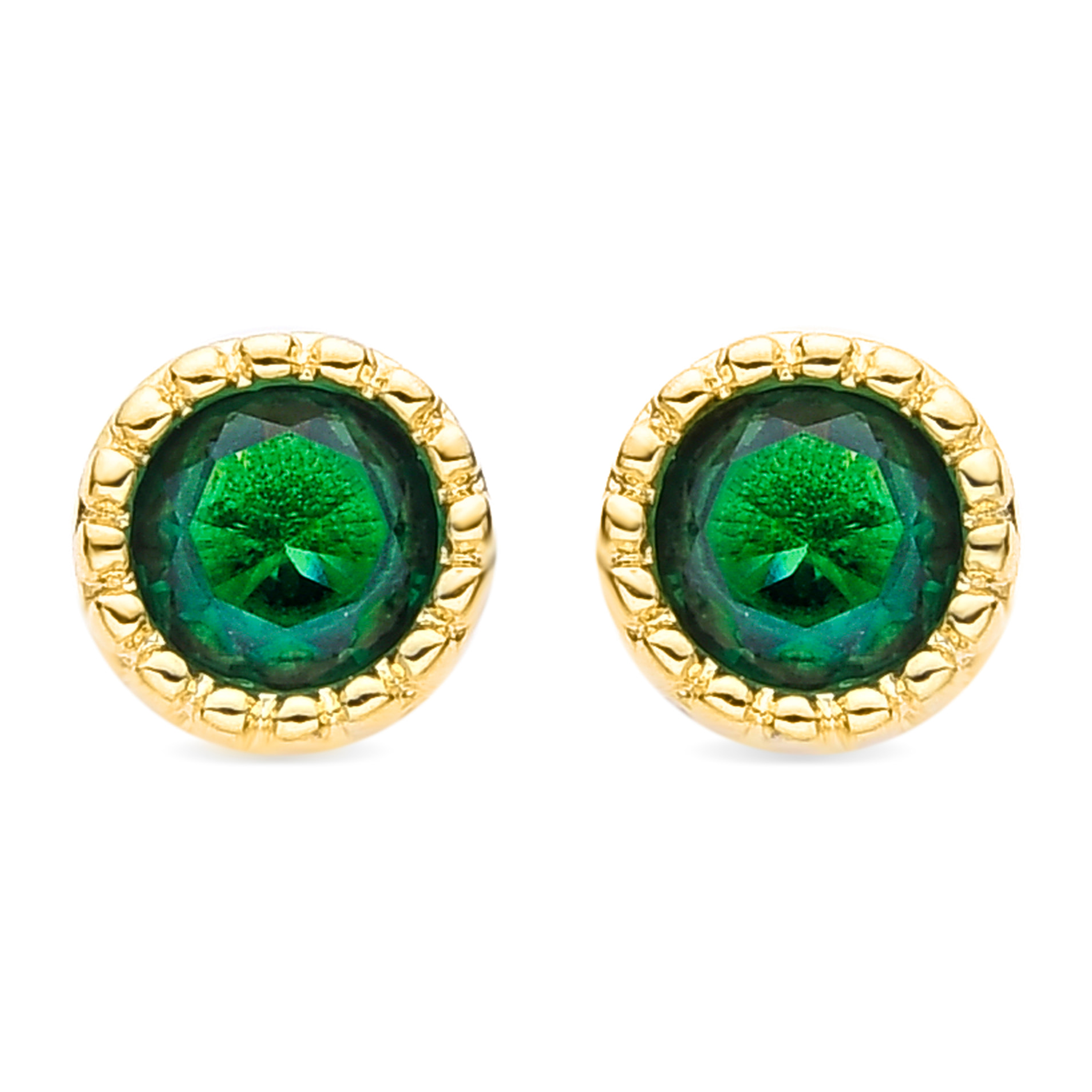 Pendientes de Circonita Esmeralda acabados en oro amarillo de 18K