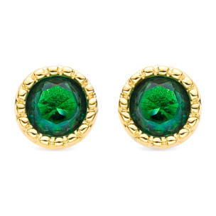 Pendientes de Circonita Esmeralda acabados en oro amarillo de 18K