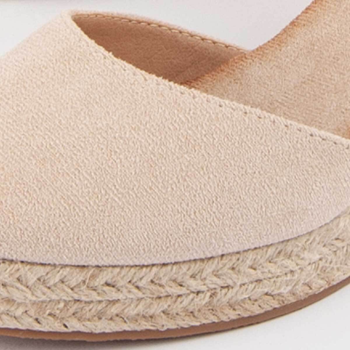 Sandalia De Cuña - Beige - Altura: 8 Cm