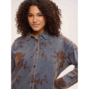Fiorella Rubino - Giacca camicia reversibile in denim con ricamo floreale - Blu