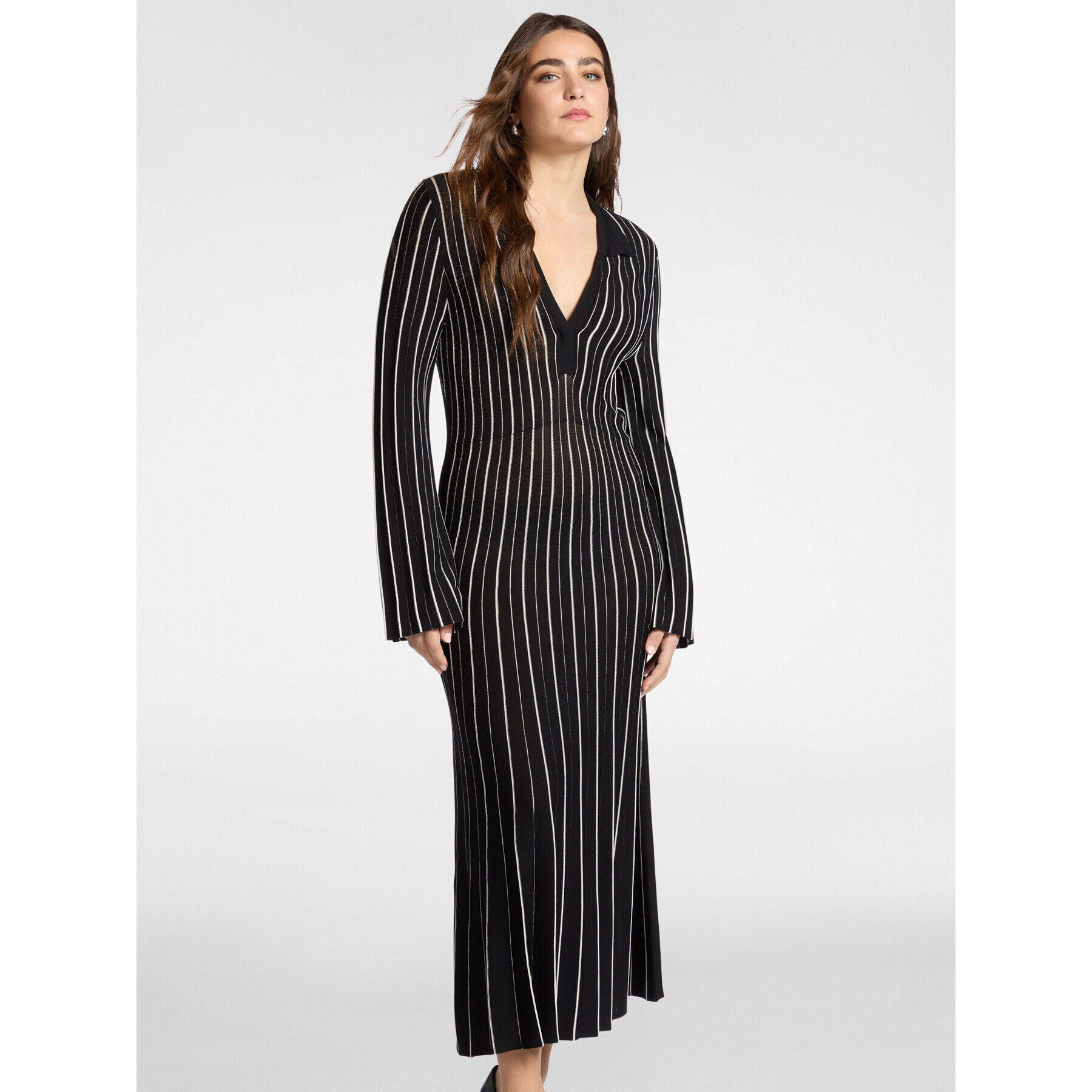 Elena Mirò - Abito in maglia a righe - Nero