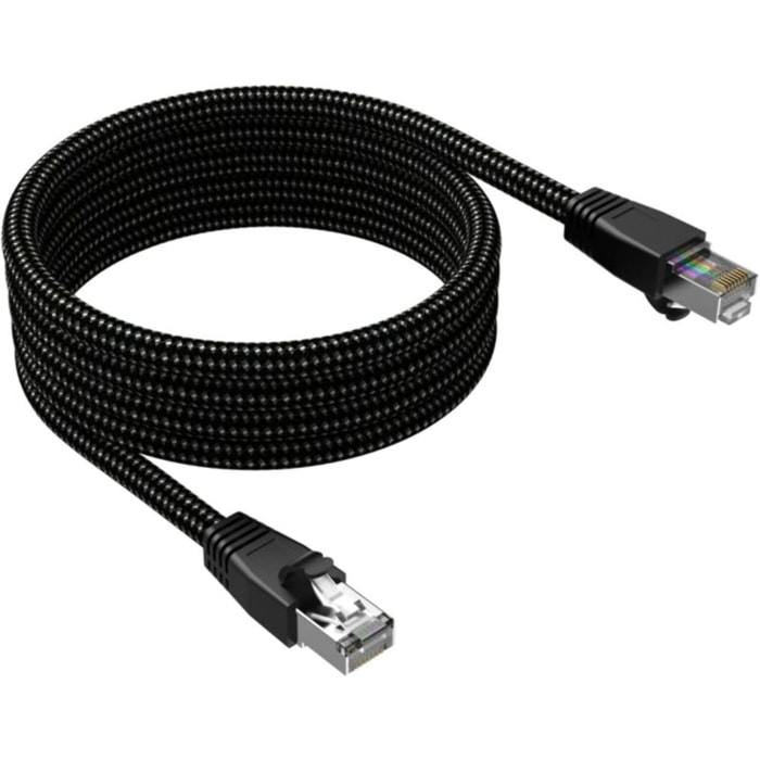 Câble Ethernet ADEQWAT RJ45 5M Droit CAT8 noir
