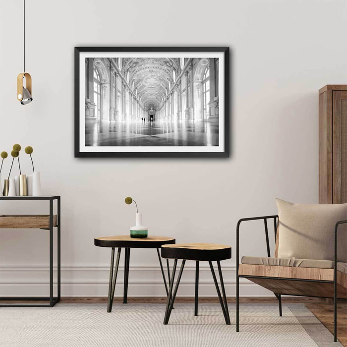 Affiche photo d'art galerie des glaces - Affiche + cadre en bois - Noir