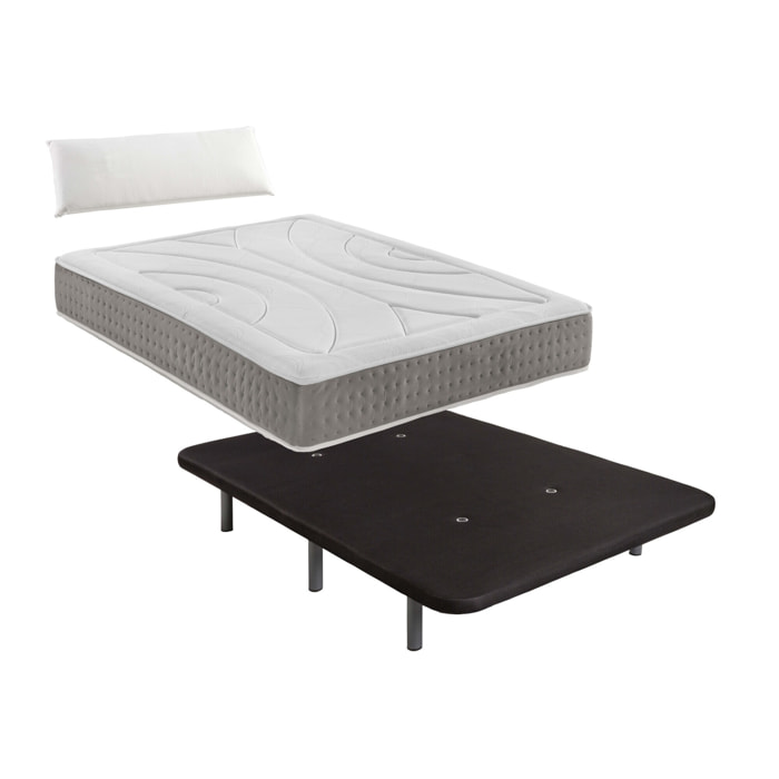 Pack De Base Tapizada Negra + Colchón viscoelástico Con 1 Almohada Nordic