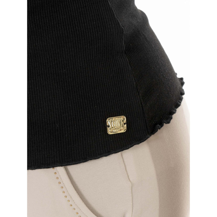 Camiseta mujer Leone Chic Gold canalé elástico