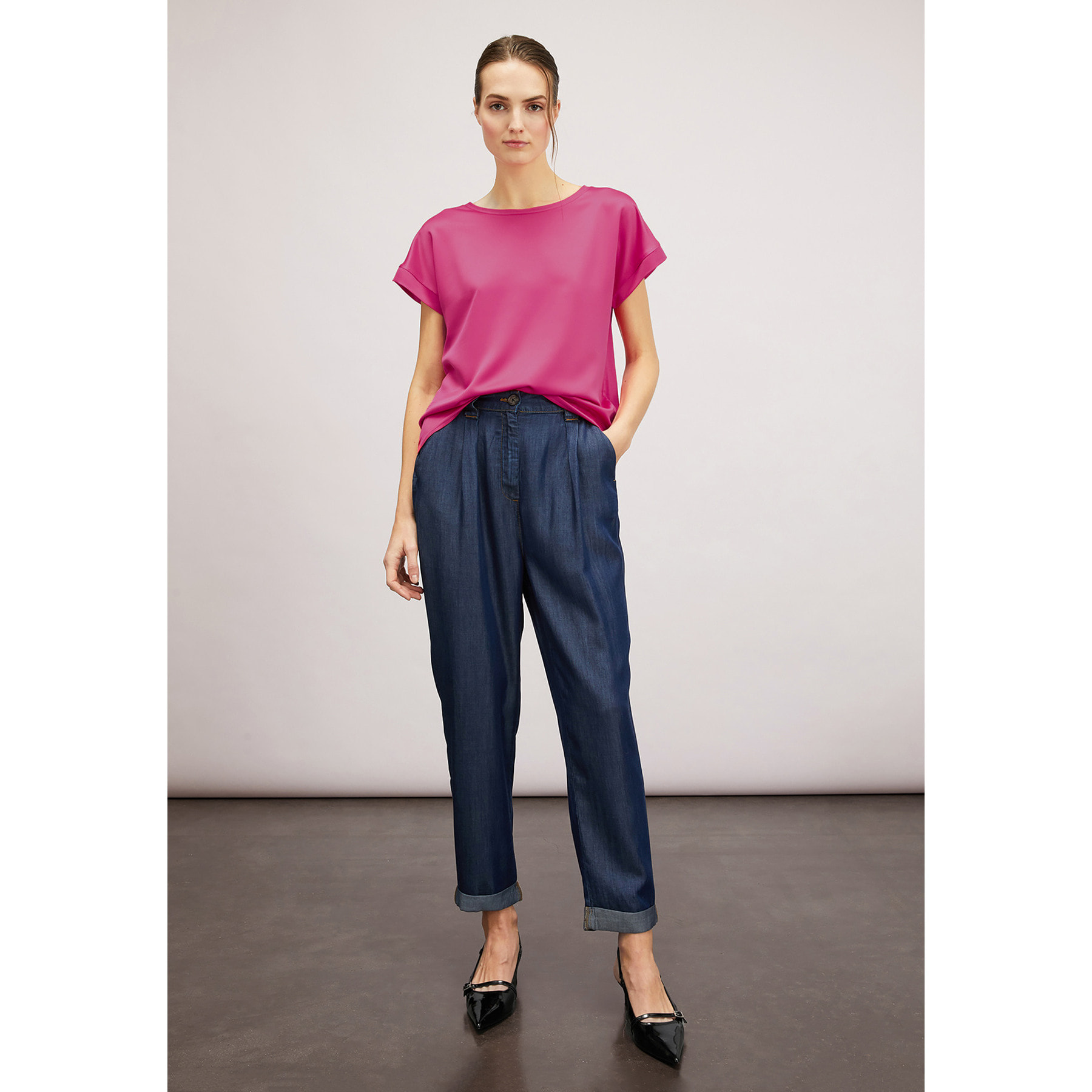Motivi - Camiseta bimaterial - Fuchsia