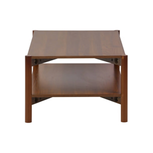 Table basse rectangulaire décor bois double plateau 110cm noyer - Harmony