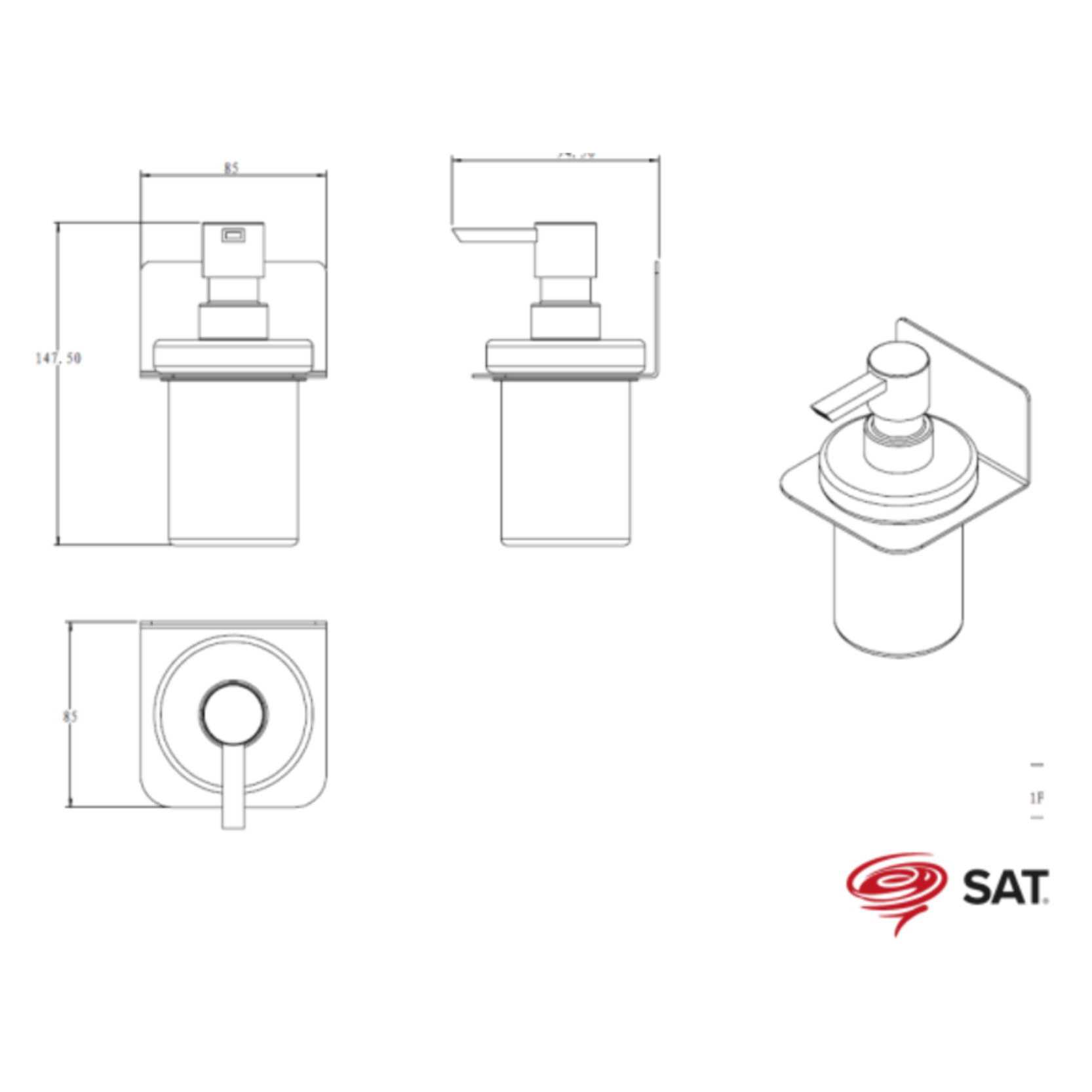 Mood distributeur de savon en acier inoxydable et verre mat, blanc mat (SATDMOOD99B)