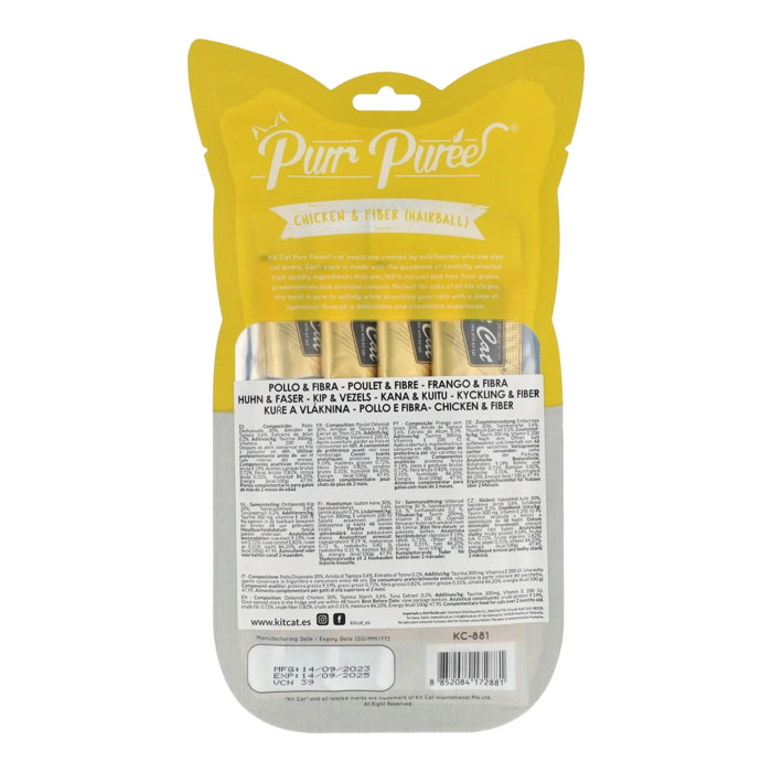 Kit Cat PurrPuree - Pollo y Fibra 60 g Snack cremoso para gatos