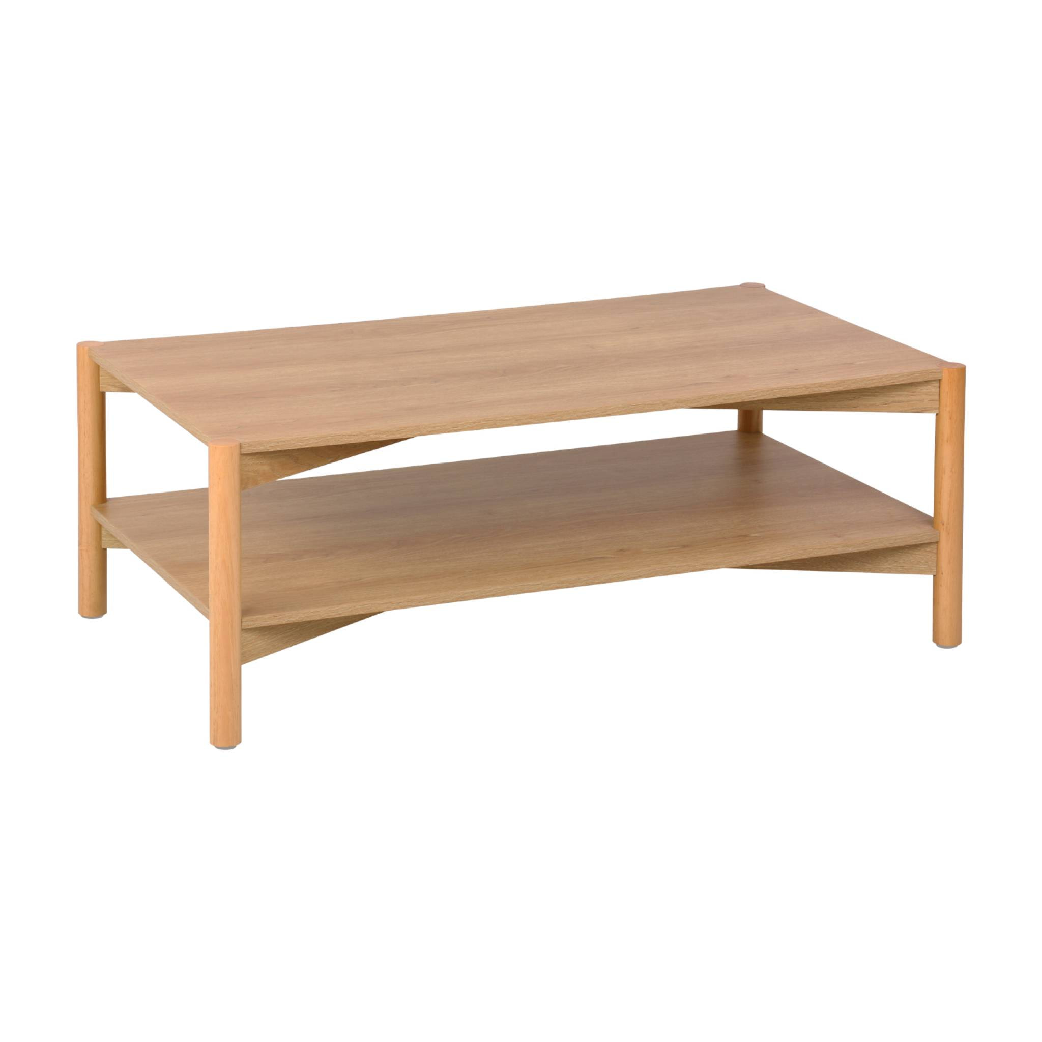 Table basse rectangulaire décor bois double plateau 110cm naturel - Harmony