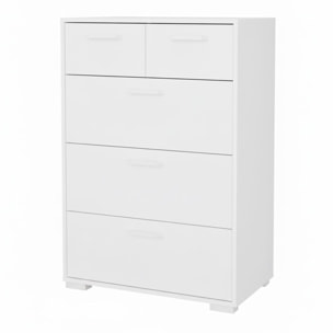 Cassettiera Alta 5 Cassetti Comò Mobile Contenitore Moderno Cassetti Scorrevoli A Sfera Camera Da Letto Ingresso Soggiorno 70.2×39.8×82.7 Cm Bianco