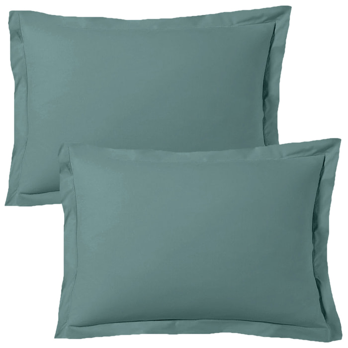 Lot de 2 taies d'oreiller satin de coton céladon