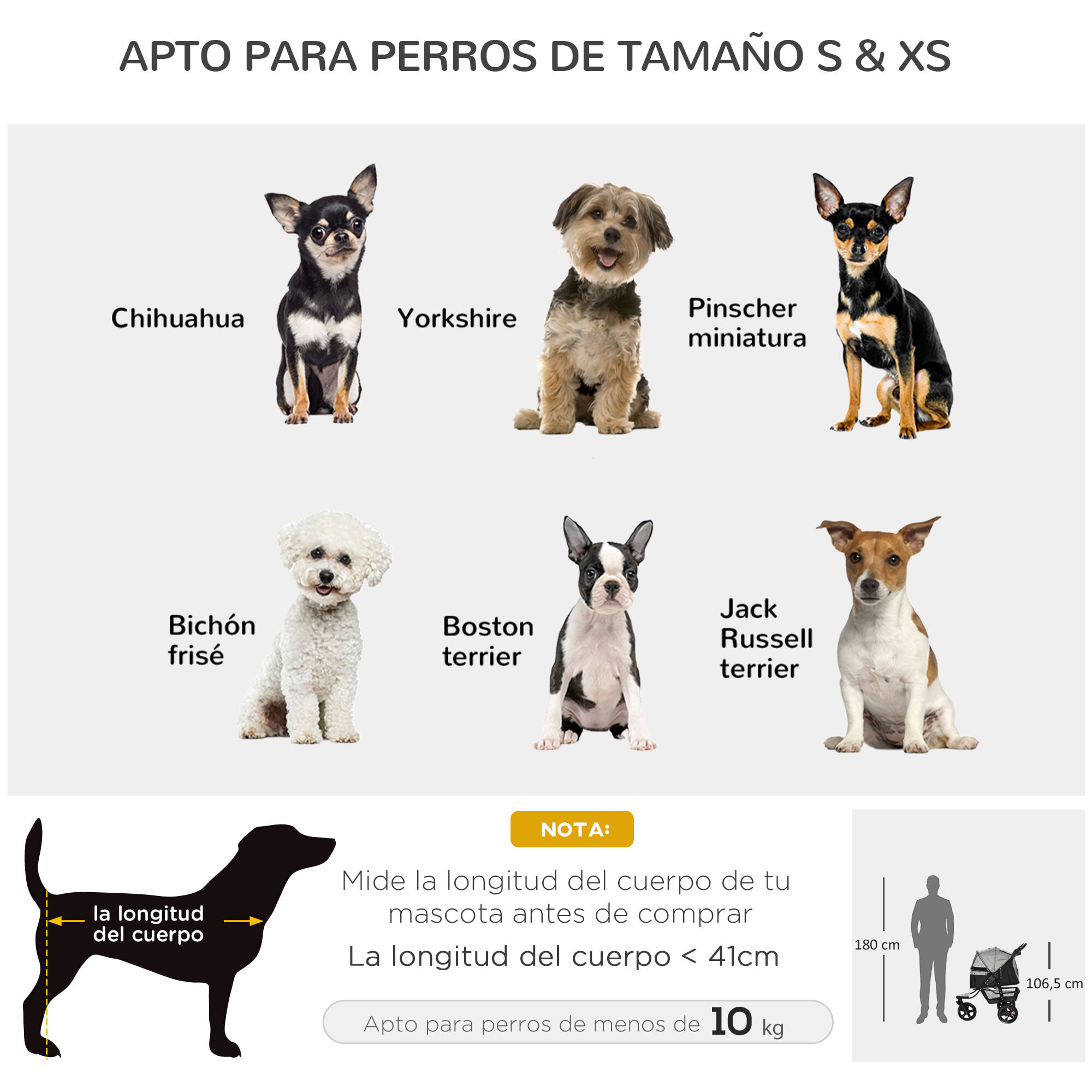 Cochecito para Mascotas Plegable Carritos para Perros con 3 Ruedas Puerta Ventanas de Malla Cesta de Almacenaje y Correas de Seguridad Marco Acero 109,5x57,5x106,5 cm Gris