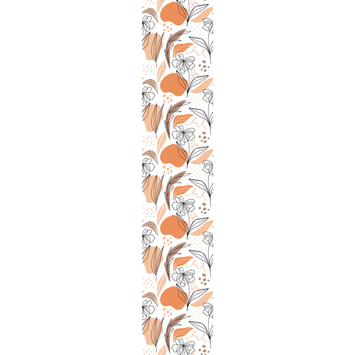 Papier peint intissé pré-encollé - ABSTRAIT FLEURS BLANC ET ORANGE - 1 rouleau