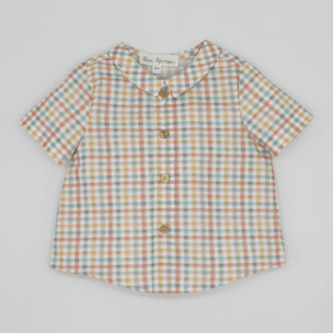 CAMISA MANGA CORTA Y CUELLO FRANCÉS CUADROS COLORES