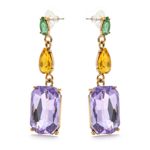 Pendientes de Cristal Morado acabados en oro amarillo de 18k