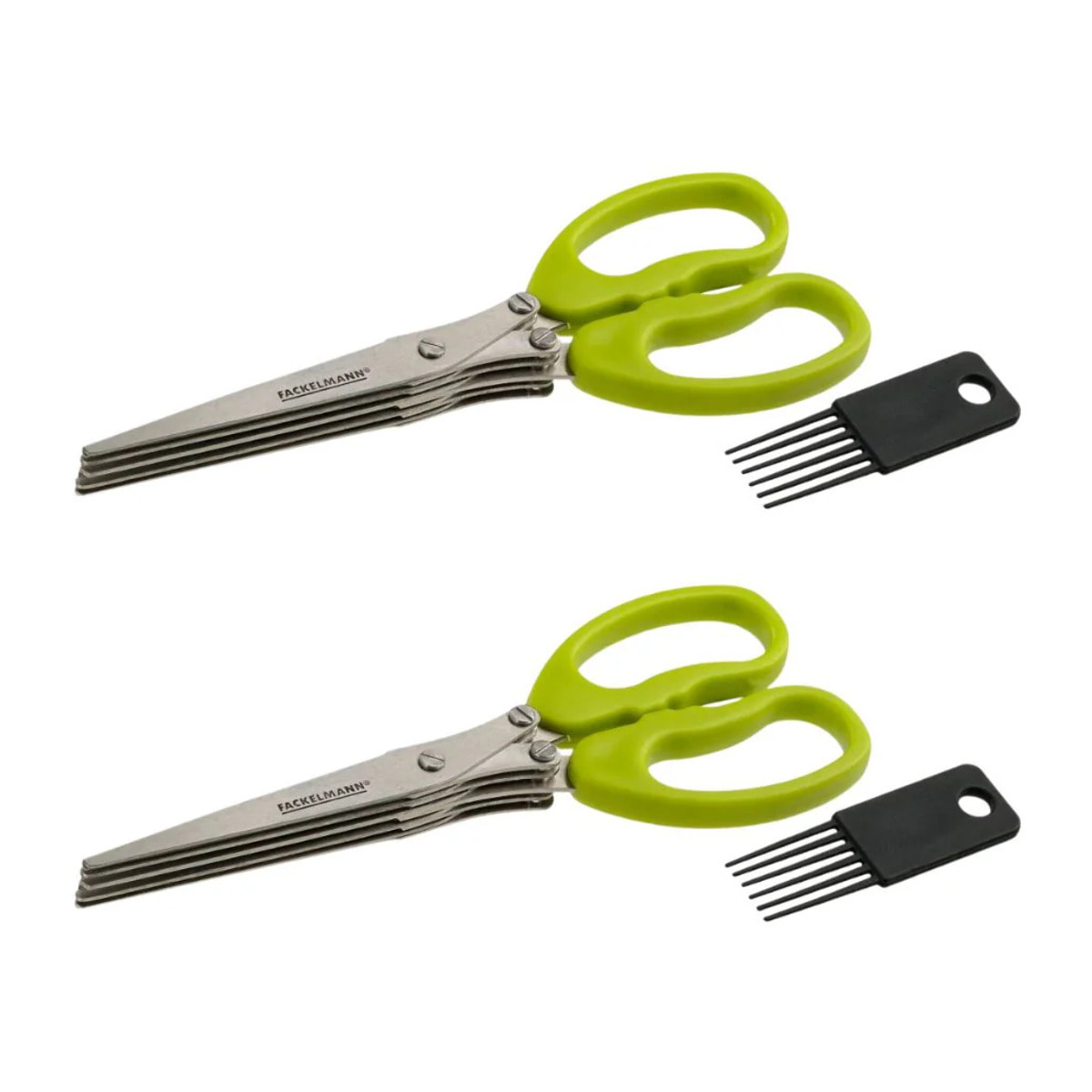 Ensemble de 2 Ciseaux pour herbes aromatiques avec brosse de nettoyage Fackelmann Basic