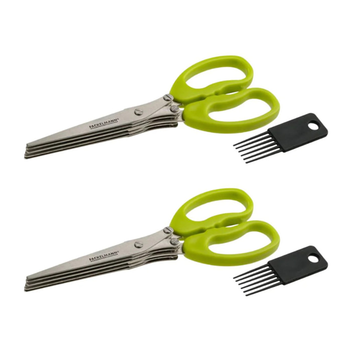 Ensemble de 2 Ciseaux pour herbes aromatiques avec brosse de nettoyage Fackelmann Basic