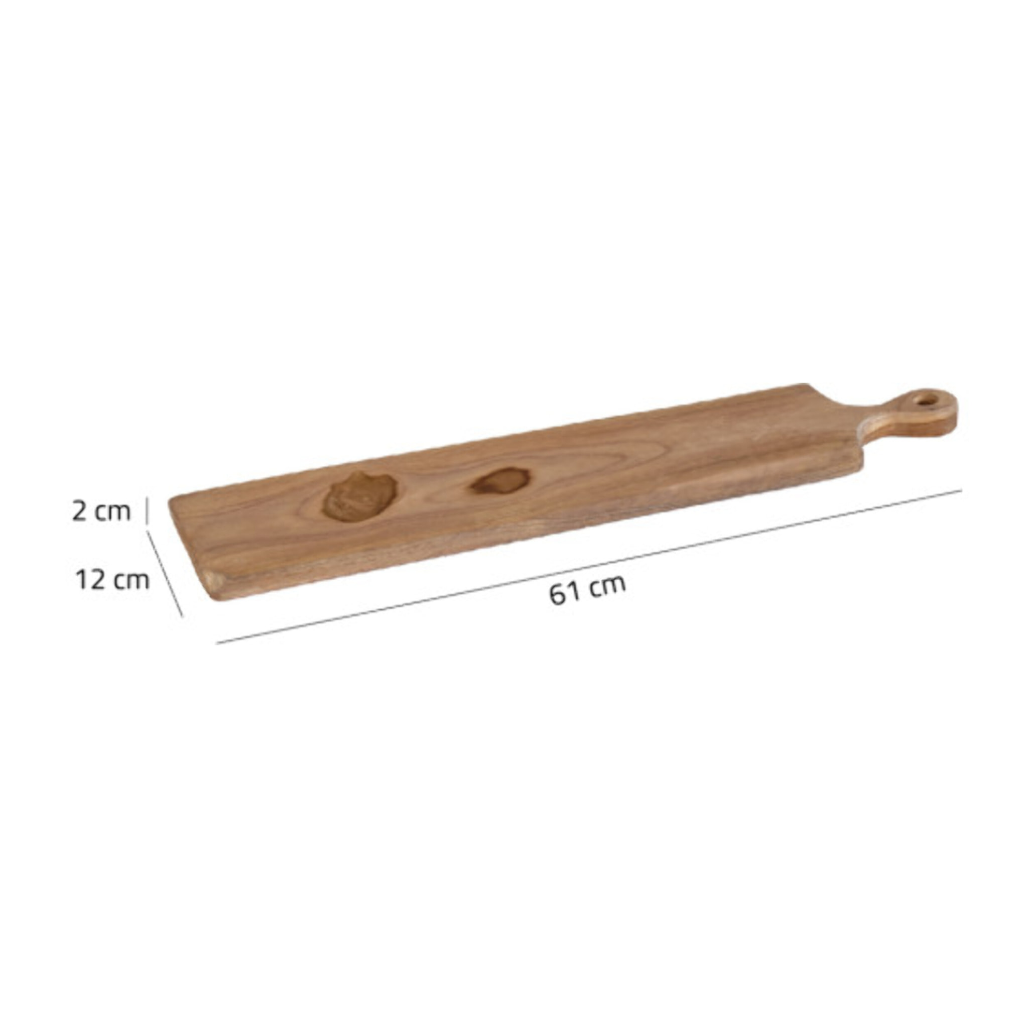 Planche de découpe 61x12 cm rectangulaire en bois de teck - EDNA