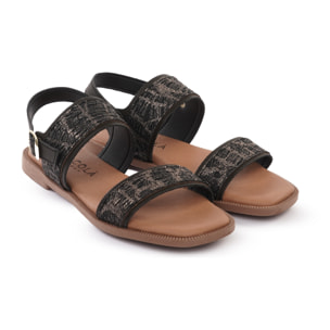 SANDALO FLAT DOPPIA FASCIA NERO