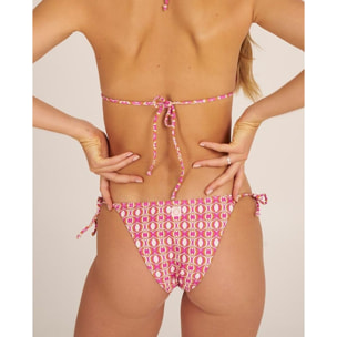 Braga de bikini con lazos en tejido estampado