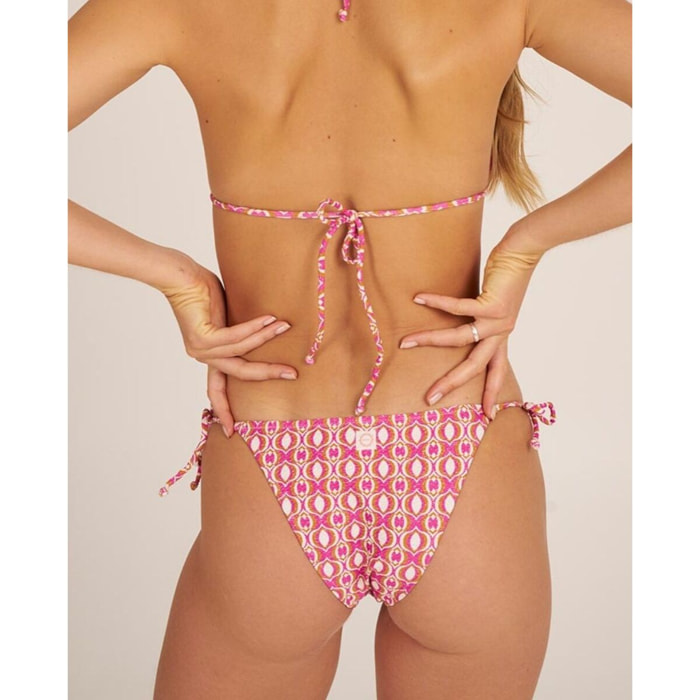 Braga de bikini con lazos en tejido estampado