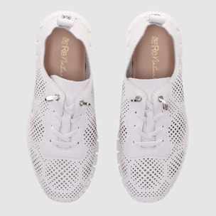 Zapatos de Piel - Blanco - Tacón: Bajo