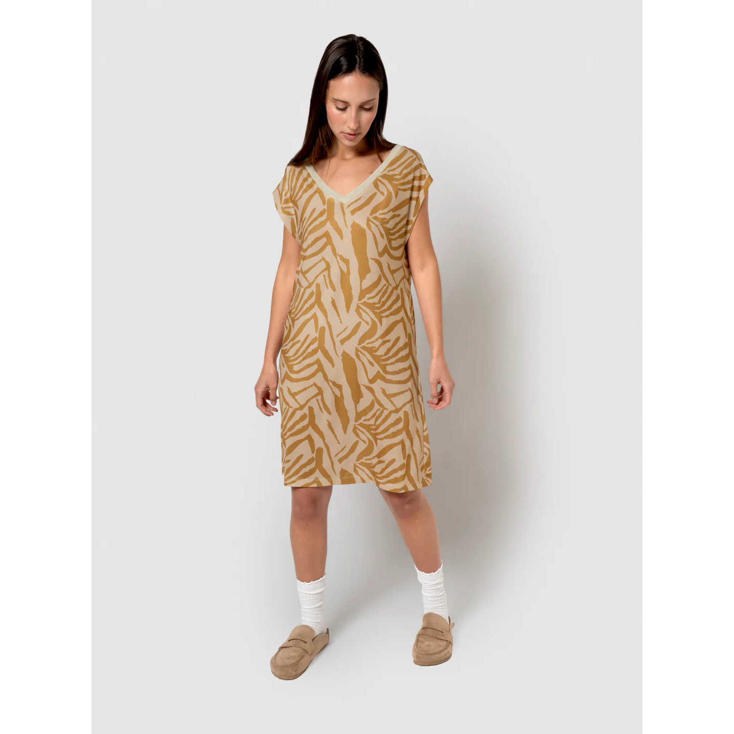 Vestido corto soft indra ocre