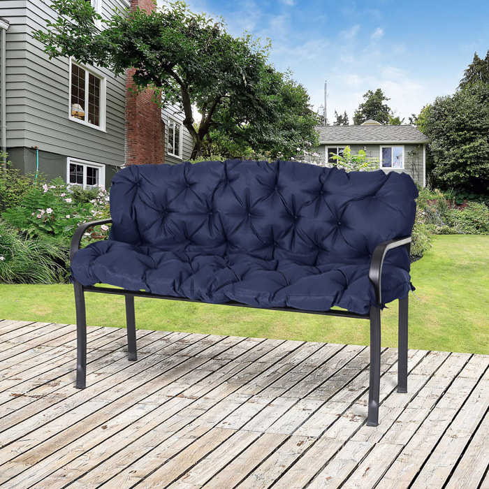 Coussin matelas assise dossier pour banc de jardin balancelle canapé 3 places grand confort 150 x 98 x 8 cm bleu