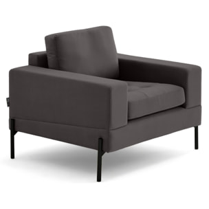 Isaure - fauteuil en velours - Gris foncé