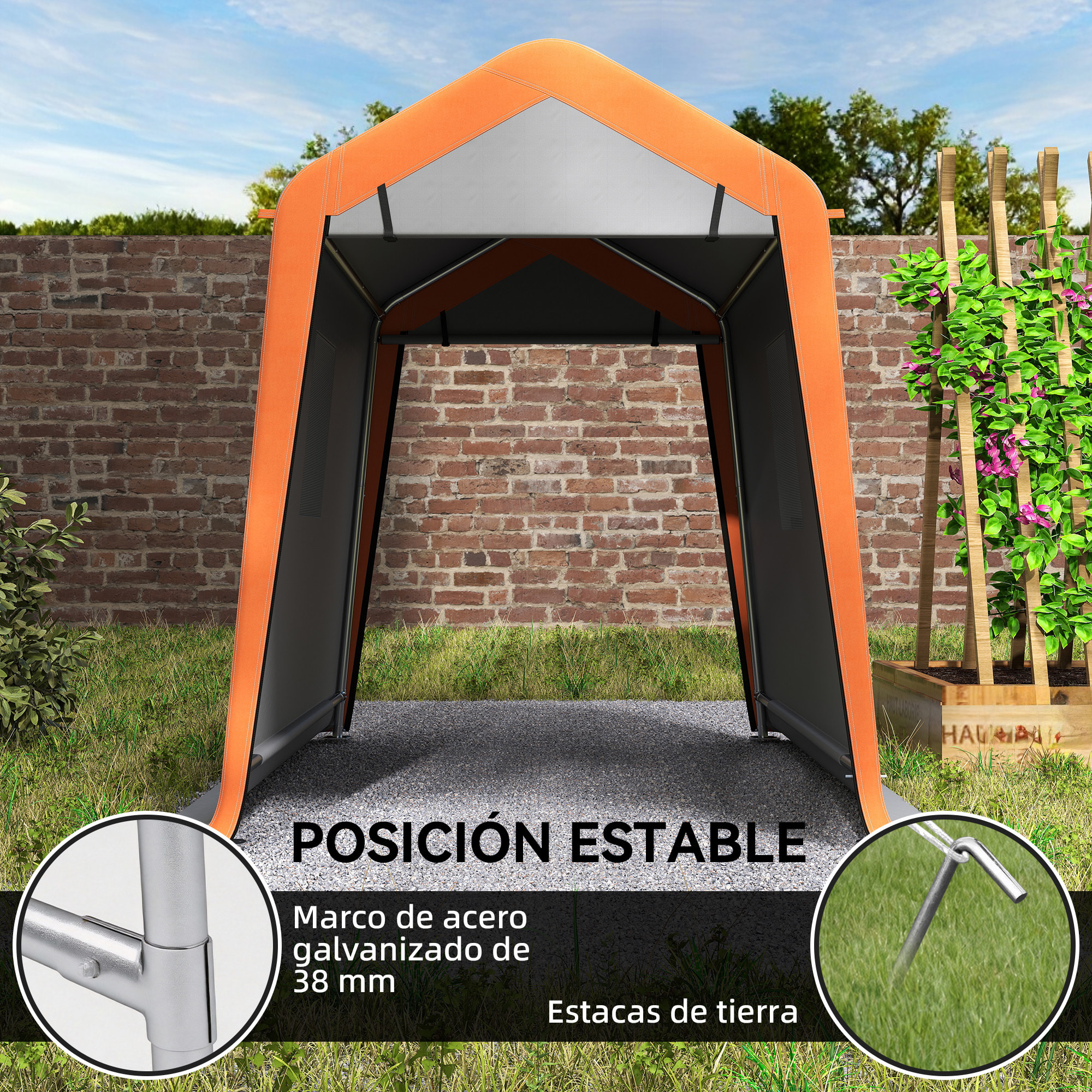 Outsunny Carpa Garaje Portátil 2,4x1,8 m, Garaje Exterior para Coche Impermeable con Puerta Enrollable con Cremallera, Ventanas, Estructura de Metal Galvanizado, UPF30+, Gris Claro