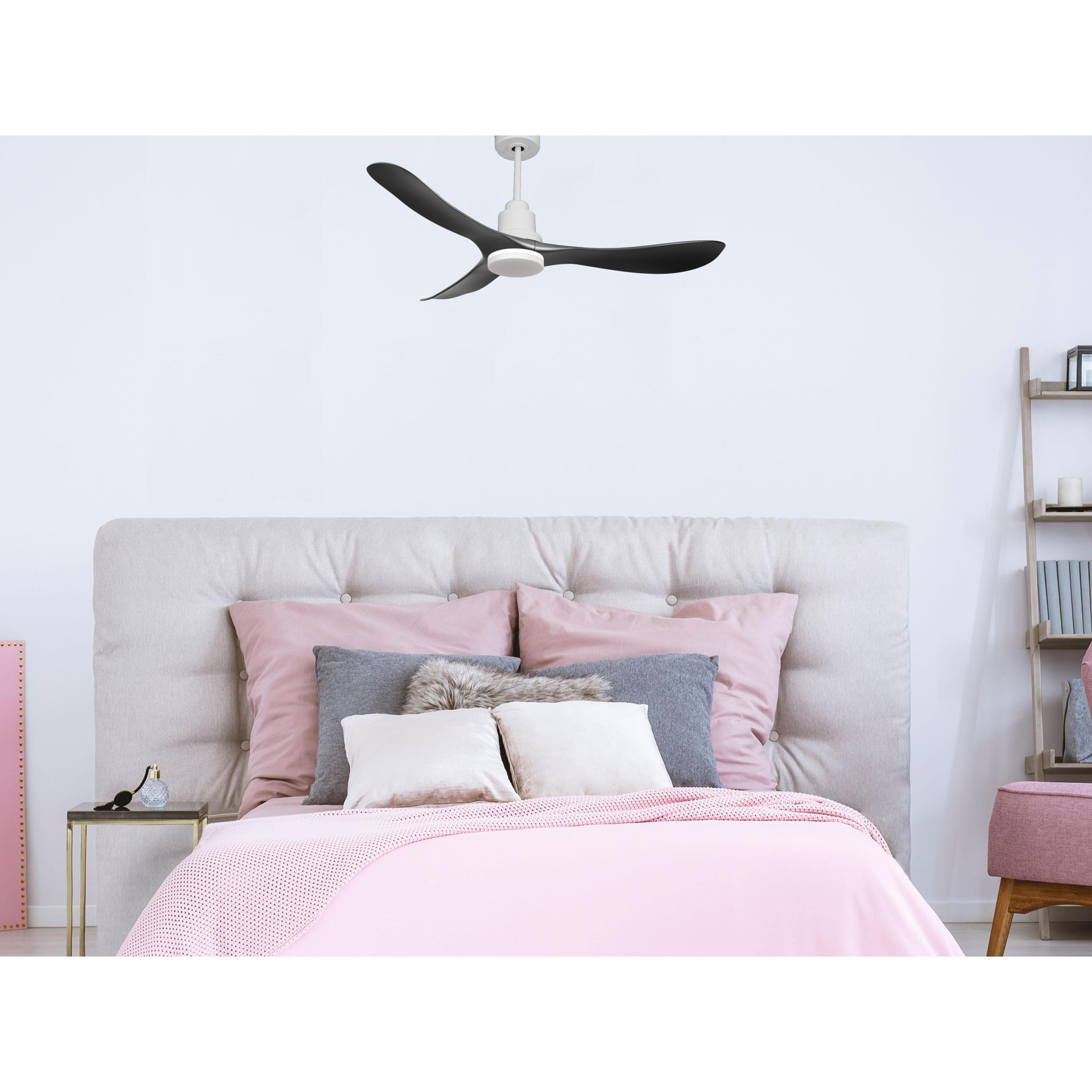 Ventilador de techo Modo Invierno/Verano Termostato Dimable Wifi Motor DC Techos Inclinados Mando a Distancia Luz tres tonos Hypersilence Memoria Vendible Shopify (AUTOMATICO) TiomanD132C04LED64452 PURLINE