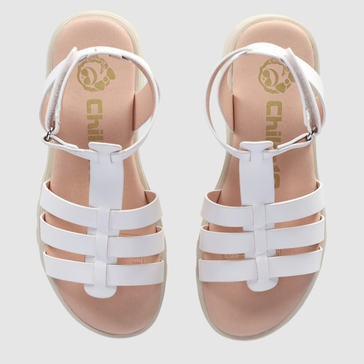 Sandalias de Piel Sintética - Blanco - Tacón: Bajo