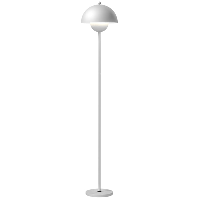 Lámpara de Pie Moderna 155 cm Lámpara de Pie para Salón con Pantalla de Cuenco Reflejando Luz Interruptor de Pie Casquillo E27 Sin Bombilla para Dormitorio Oficina Sala de Estar Plata