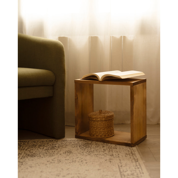 Estanteria de madera maciza en tono roble oscuro Alto: 38 Largo: 40 Ancho: 20