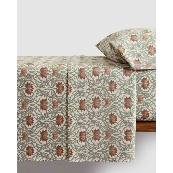 Set di lenzuola in cotone 100% noveau verde secco