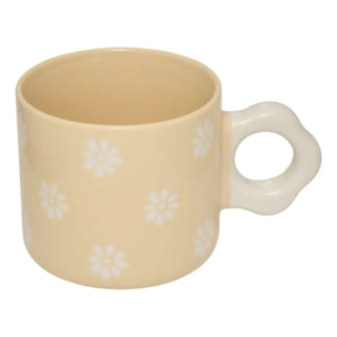 Mug motif fleurs Margot vert et blanc
