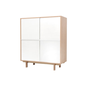 Buffet haut scandinave bois et blanc  4 portes L110 cm SID