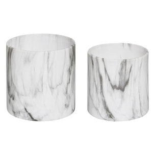 Set de 2 pots céramique/marbre noir et blanc D12/D15cm