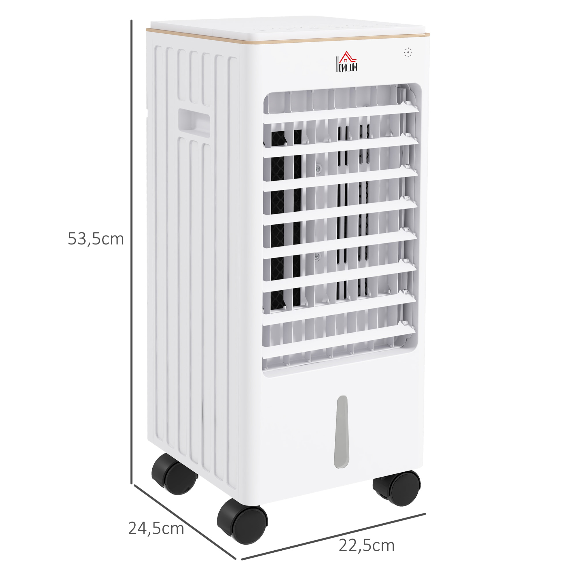 Enfriador de Aire Portátil 3 en 1 Climatizador Evaporativo Oscilante con 3 Velocidades Control Remoto Temporizador 7,5h Pantalla LED Tanque de Agua 3L Efecto 15-20 ㎡ 22,5x24,5x53,5 cm Blanco
