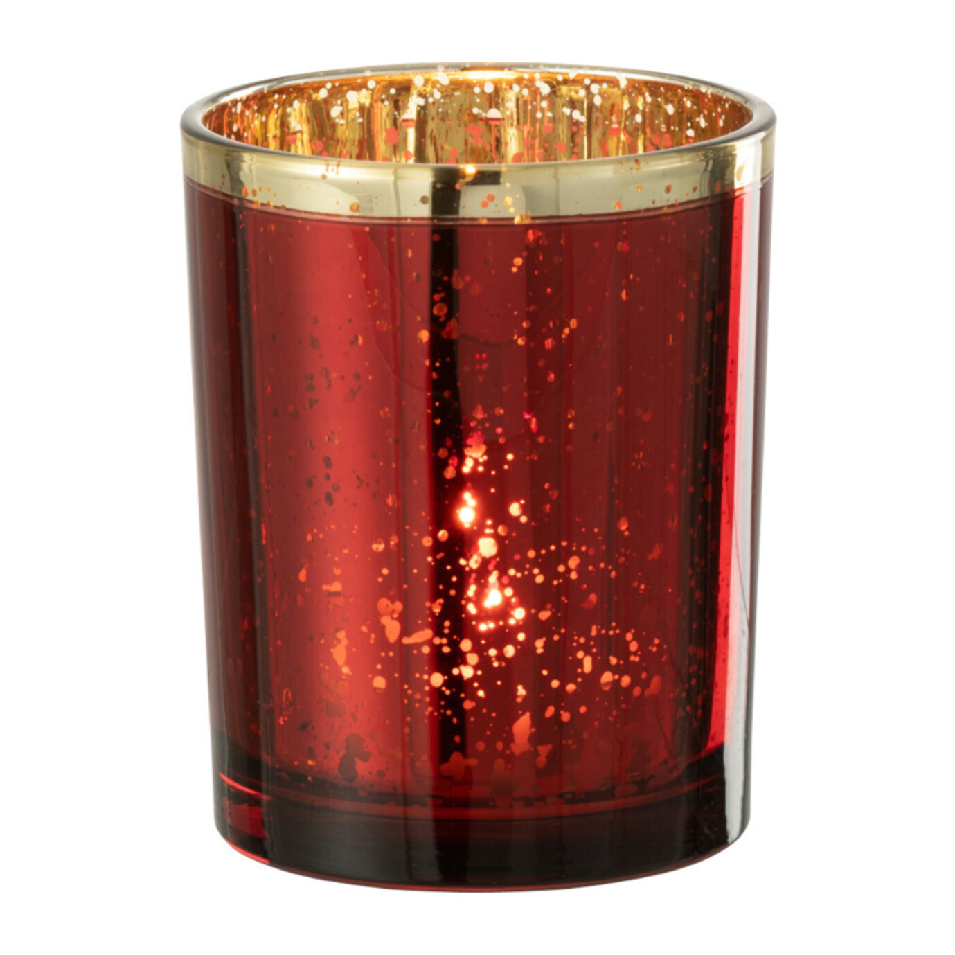 J-Line photophore Bord Dore - verre - rouge/or - medium