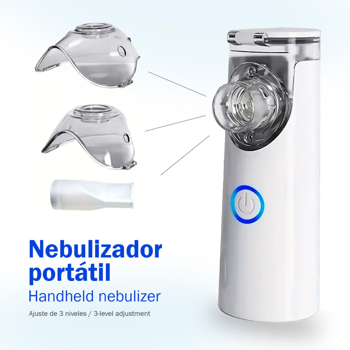 Nebulizador portátil JSL-W301, para el cuidado del asma, alergias y otros trastornos respiratorios. Incluye mascarillas infantil y adulto.