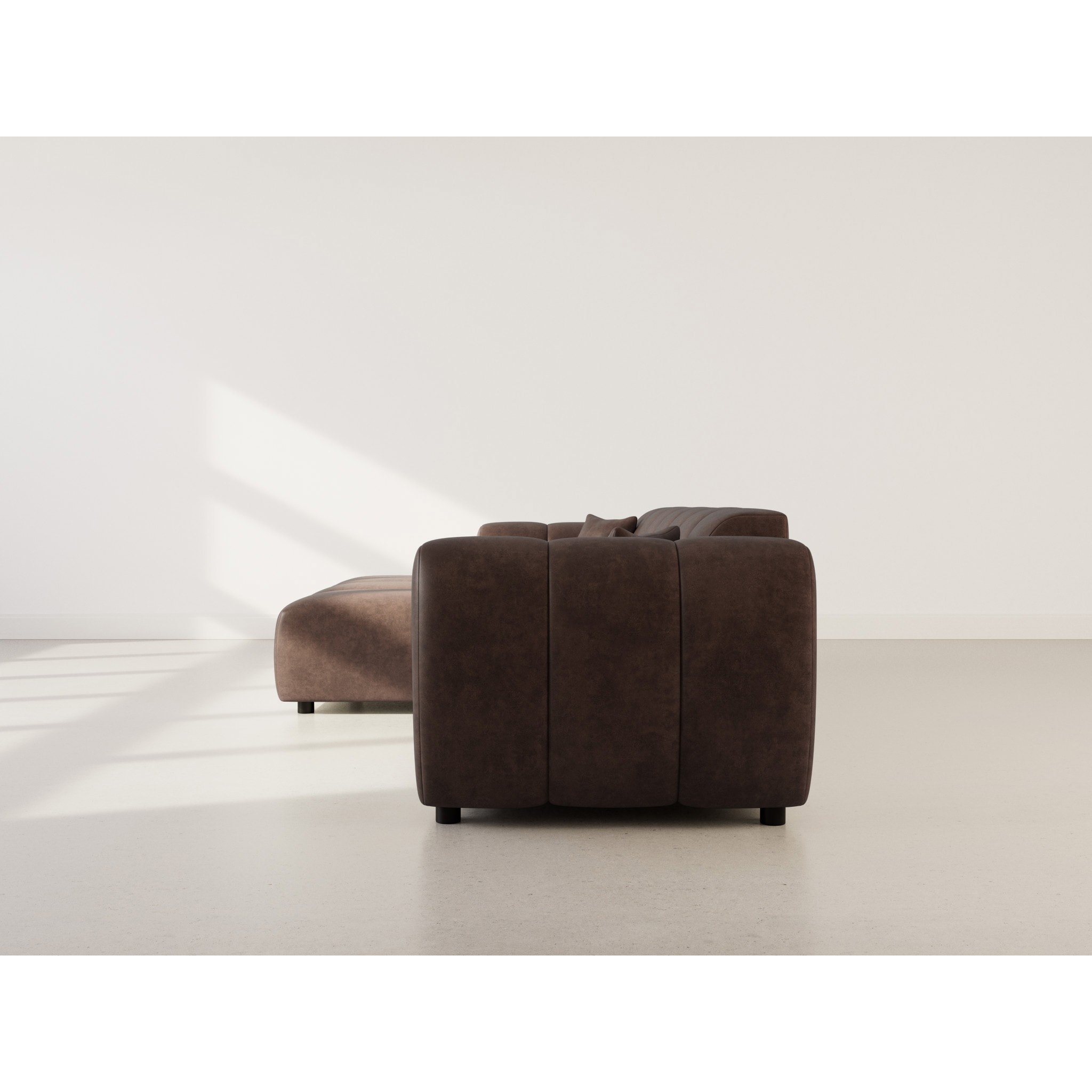 Curtis - canapé d'angle gauche 4 places en simili - Marron