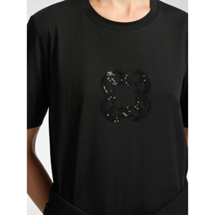 Elena Mirò - Camiseta de corte relajado con bordado de monograma - Negro