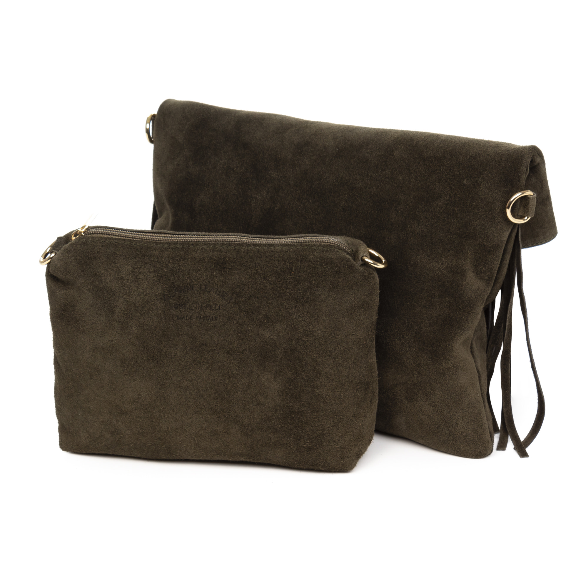 Amendolara borsa a tracolla donna. Pelle vera Camoscio.