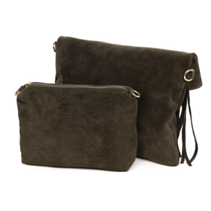 Amendolara borsa a tracolla donna. Pelle vera Camoscio.