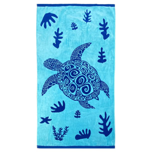 Serviette de plage éponge velours Jacquard - Malari - 90x170cm - 400g/m²
