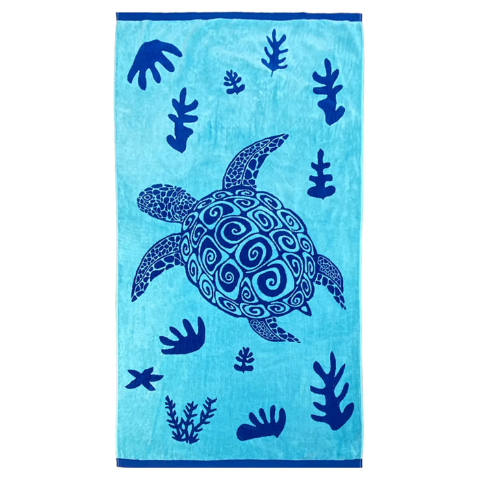Serviette de plage éponge velours Jacquard - Malari - 90x170cm - 400g/m²